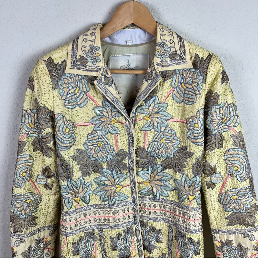 Biya Johnny Was Jacket Silk Embroidered Coat Floral - Picture 4 of 14